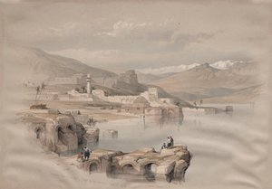 Tiberíades, desde las Murallas, Safet en la Distancia de David Roberts