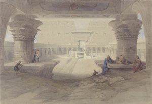 Vista desde debajo del pórtico del Templo de Edfu, Alto Egipto de David Roberts