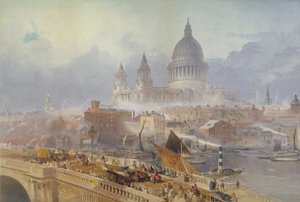 Vista del Puente de Blackfriars y la Catedral de San Pablo, Londres, 1840 de David Roberts