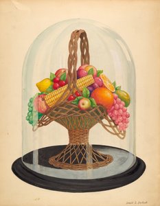 Ornamento, Fruta de cera bajo globo de vidrio de David S. De Vault