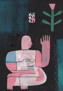 Black And Blue 1, 2023 (pintura mixta sobre papel)