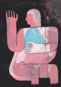 Black And Blue 7, 2023 (pintura mixta sobre papel)