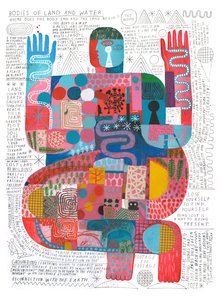 Bodies Of Land And Water 2, 2023 (acrílico y lápiz sobre papel) de David Shillinglaw