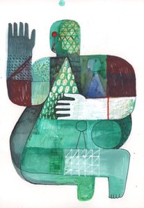 Bodies of Land and Water 1, 2023 (pintura mixta sobre papel)