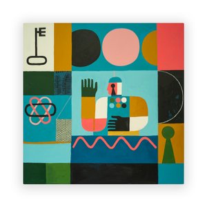 Luna Waves, 2023 (pintura y collage sobre lienzo)