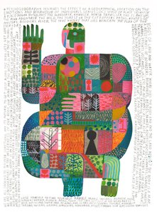 Psycogeography, 2023 (acrílico y lápiz sobre papel) de David Shillinglaw