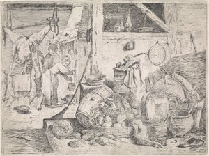 interior de la cocina de David Teniers (II) (attributed to)