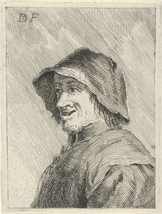 Granjero con sombrero en la cabeza a la izquierda de David Teniers (II)
