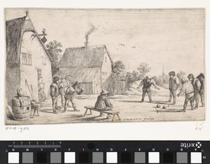 Los granjeros juegan a la petanca Escenas de género al aire libre (título de serie) de David Teniers (II)