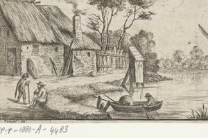 paisaje con granja y agua de David Teniers (II)