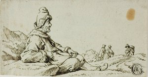 Hombre descansando en un paisaje de David Teniers the Younger