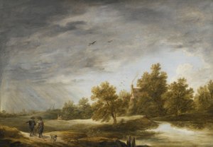 Paisaje fluvial con arco iris de David Teniers the Younger