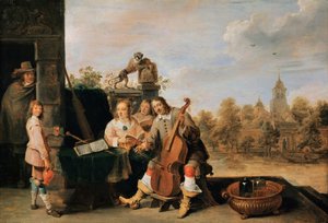 Autorretrato con Familia, c. 1645 de David Teniers the Younger