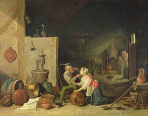 El viejo y el sirviente, 1800 de David Teniers the Younger