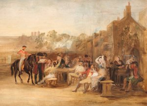 Pensionistas de Chelsea leyendo el despacho de Waterloo, 1819