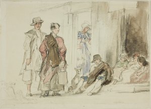 Figuras cerca de la puerta de David Wilkie