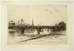 Puentes Albert, Railway y Victoria, lámina seis del Conjunto Clyde de David Young Cameron