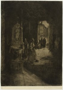Interior de iglesia, Venecia, lámina dieciséis del Conjunto del Norte de Italia de David Young Cameron