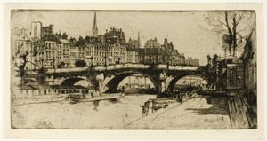 Pont Neuf, lámina uno del conjunto de París de David Young Cameron