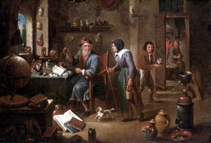 La oficina del alquimista (óleo sobre lienzo) de David the Elder Teniers