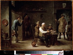 En la Taberna. Pintura de David Tenier el Joven (1610-1690). Óleo sobre tabla, 36,2 x52,6 cm, hacia 1640. Escuela flamenca, arte barroco. Museo Pushkin de Bellas Artes, Moscú. de David Teniers the Younger