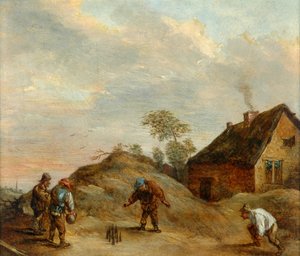 Hombres jugando a los bolos de David Teniers the Younger