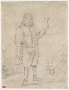 Campesino levantando una copa de vino, c.1644 de David Teniers the Younger