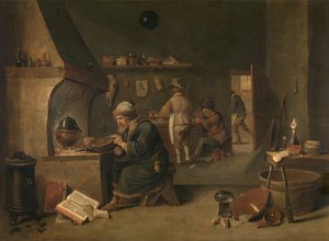 El Alquimista (óleo sobre madera) de David the Younger Teniers