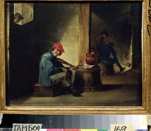 Un músico (Un músico). Pintura de David Teniers el joven (1610-1690). Óleo sobre tabla, 26,3 x 37,8 cm. Arte flamenco, estilo barroco. Galería de Arte Regional, Tambov (Rusia). de David Teniers the Younger