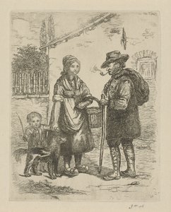 Granjero y esposa de granjero en una granja. de David van der Kellen