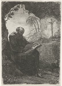 monje en una cueva