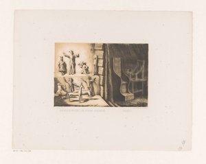 Ídolos de humanos y animales y dos asientos. estatuas sagradas de animales y dioses; Asientos (título en objeto) de David van der Kellen