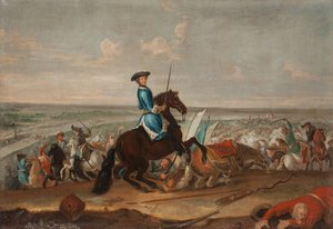 El rey Carlos XII (Carl de Suecia) (1682-1718) en la batalla de Narva