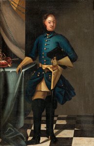 Retrato del rey Carlos XII de Suecia (1682-1718) - Pintura de David von Krafft (1655-1724), óleo sobre lienzo, hacia 1716, 46,5x30,5 cm - Retrato del rey Carlos XII de Suecia, Óleo sobre lienzo de David von Krafft - Colección privada