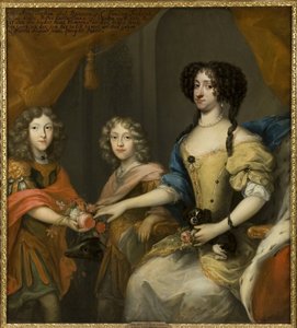 Ana Sofía de Dinamarca (1647-1717), Electora de Sajonia con sus hijos Juan Jorge y Federico Augusto