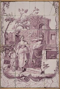 Placa de Azulejo: Abraham Expulsando a Agar de De Bloempot Factory