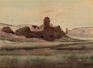 Ruinas de Pueblo Bonito, Cañón Chaco, Nuevo México, 1888 de De Lancey Gill