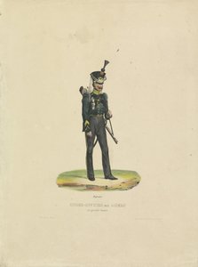 Cazador con gran uniforme, 1820-1825 NCO en gran uniforme (título sobre objeto) de De la Cour