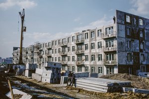 URSS, Bratsk, Irkutsk, Nuevos apartamentos en construcción para trabajadores de Dean Conger