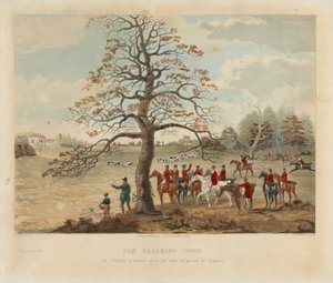 [Caza del zorro] lote de cuatro: (2) Fox Breaking Cover / At Upper Gatton Seat of the Duke of St. Alban