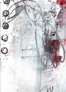 Rojo, negro, abstracto, grunge de Deb Chaney