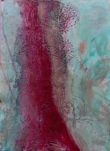 Diseño en rojo vivo y verde azulado de Deb Chaney