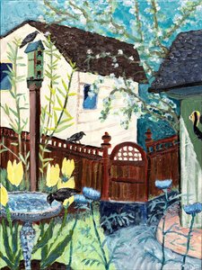 Backyard Crow, 2022 (acrílico sobre lienzo) de Deborah Eve Alastra
