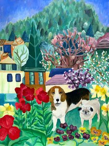 Backyard Dogs, 2013 (acrílico sobre lienzo) de Deborah Eve Alastra