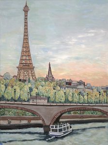 Vista de la Torre Eiffel, 2017 (acrílico sobre lienzo) de Deborah Eve Alastra