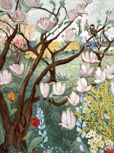 Árbol de magnolia, 2019 (acrílico sobre lienzo) de Deborah Eve Alastra
