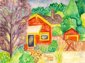 Casa roja, 2016 (acuarela) de Deborah Eve Alastra