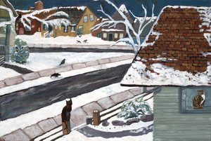 Vista del estudio, 2019 (acrílico sobre lienzo) de Deborah Eve Alastra