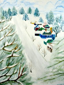 Village Snow, 2014, acrílico sobre lienzo de Deborah Eve Alastra