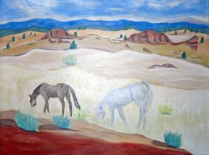 Wild Horses Warm Springs, 2011 (acrílico sobre lienzo) de Deborah Eve Alastra